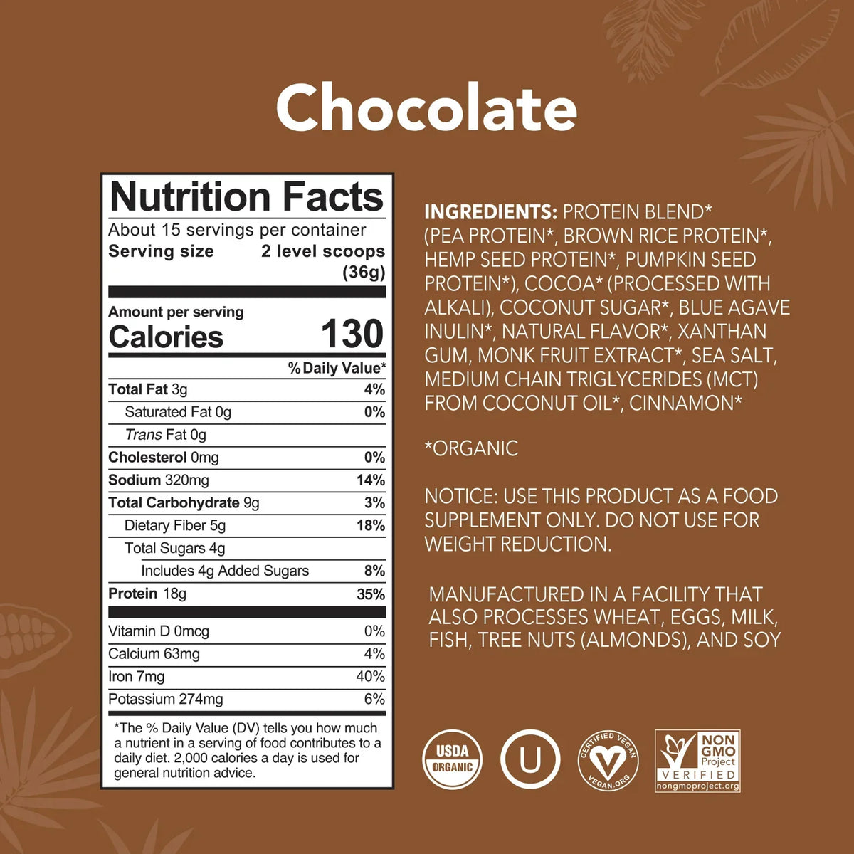 Chocolate - Protein Powder - Plant-Based Fuel for Busy Days E7