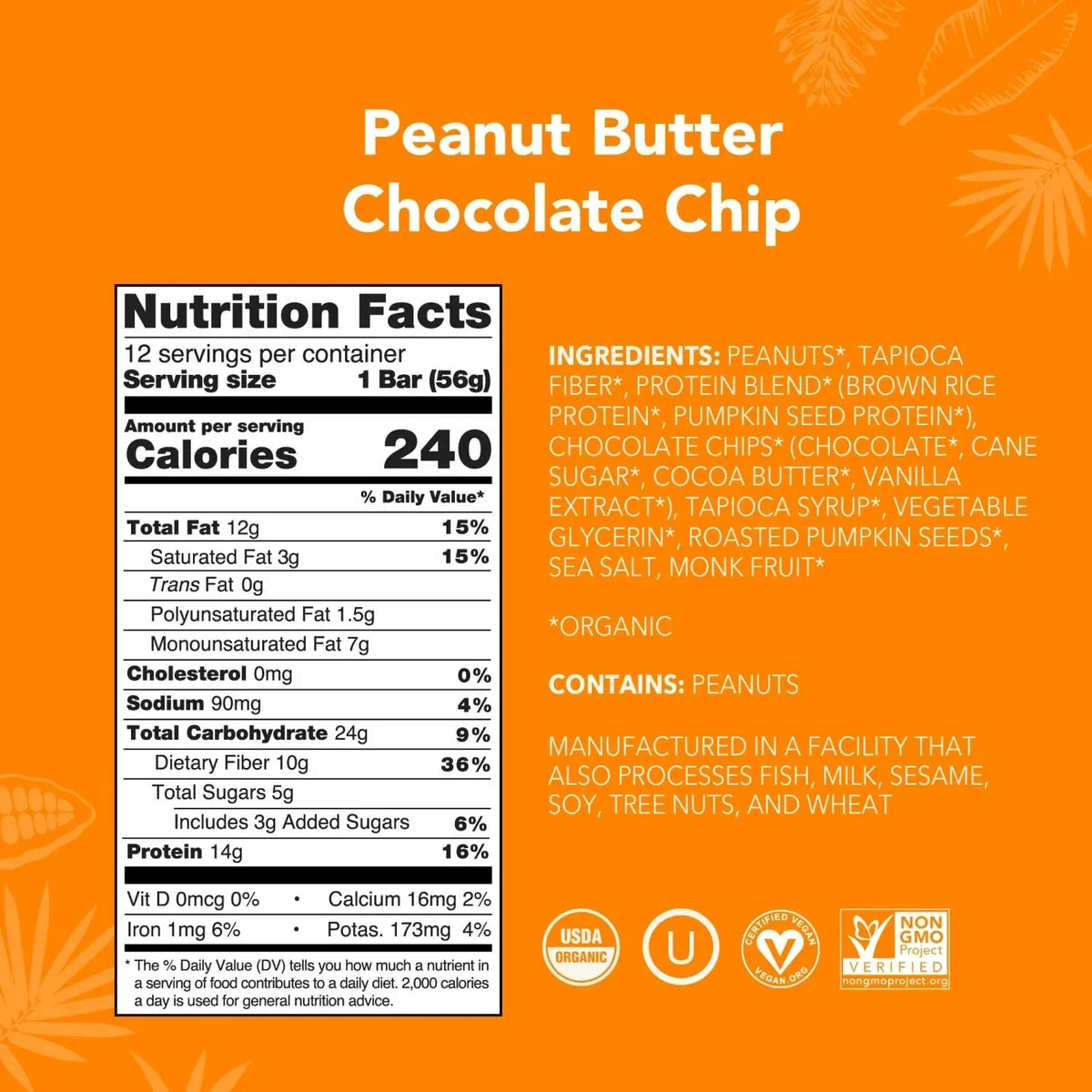 Peanut Butter Chocolate Chip - Protein Bars - Plant-Based Fuel for Busy Days F9