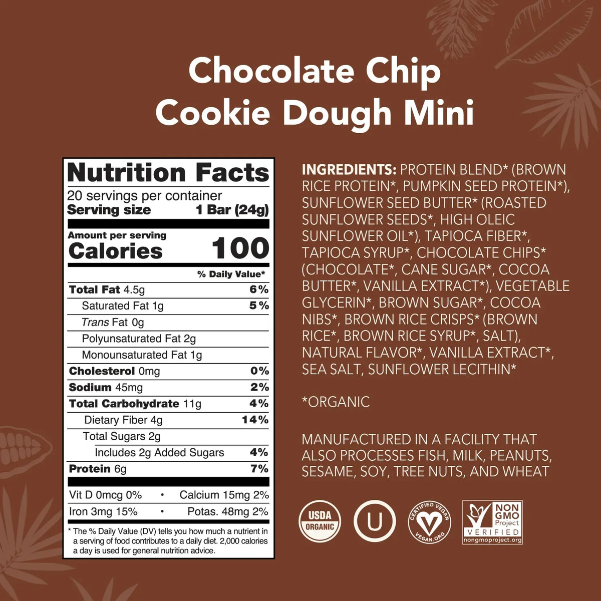 Chocolate Chip Cookie Dough - Mini Bars - Everyday Nutrition Made Delicious B1