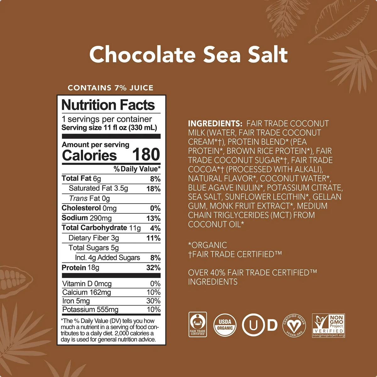 Chocolate Sea Salt Drinks - 4-Pack - Plant-Based Fuel for Busy Days O2