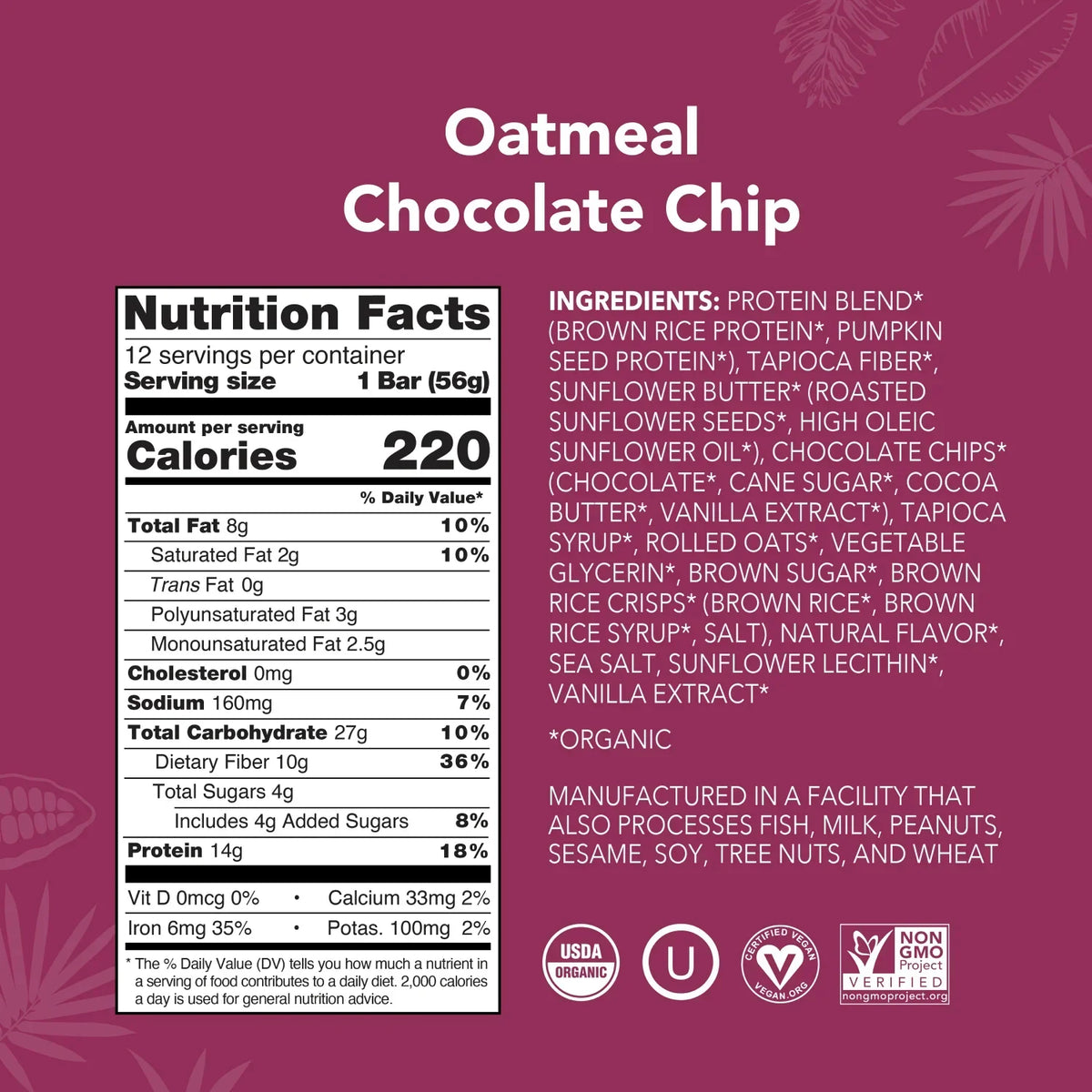 Oatmeal Chocolate Chip - Protein Bars - Everyday Nutrition Made Delicious Z4