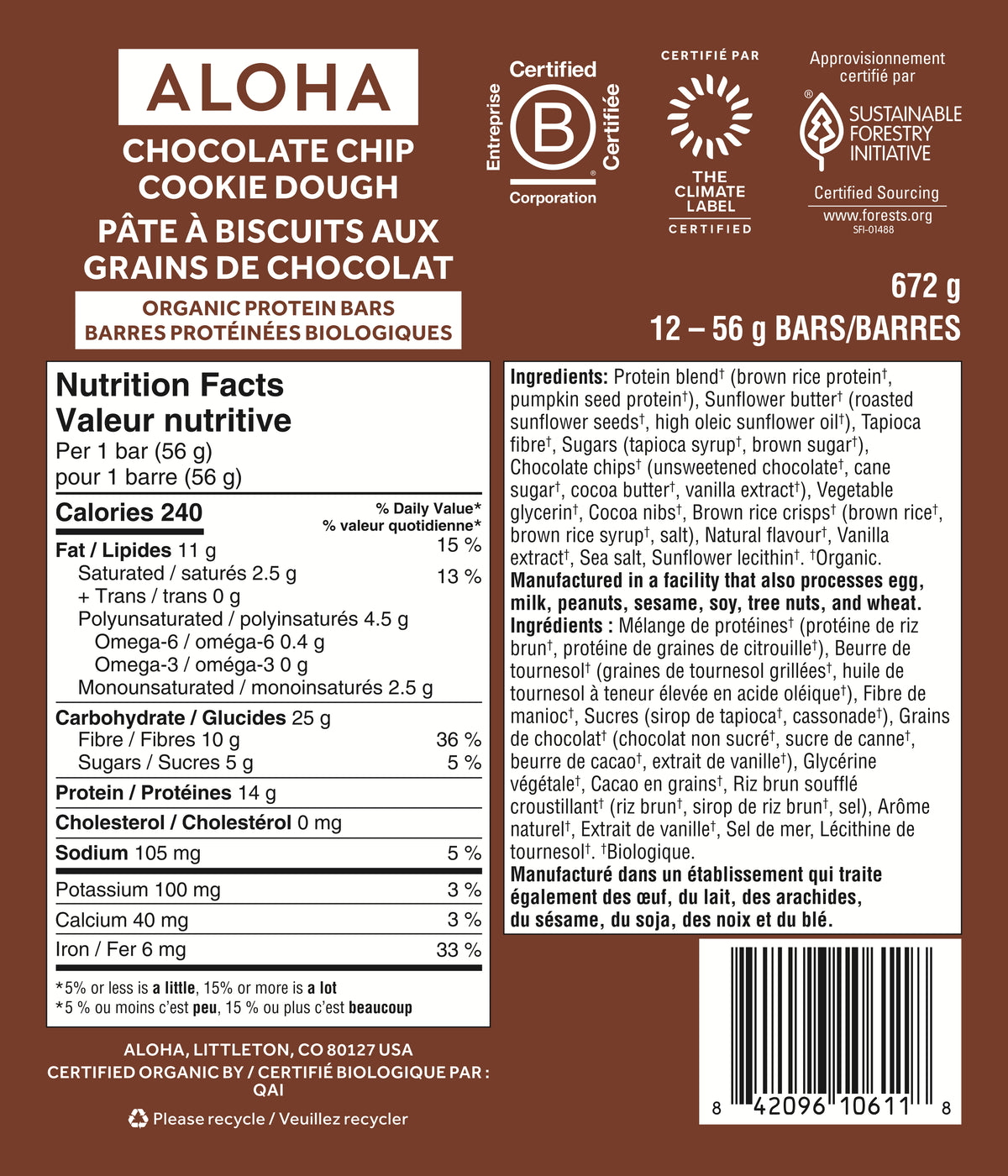 Chocolate Chip Cookie Dough - Protein Bars (CAD) - Clean Energy, Deliciously Made F0