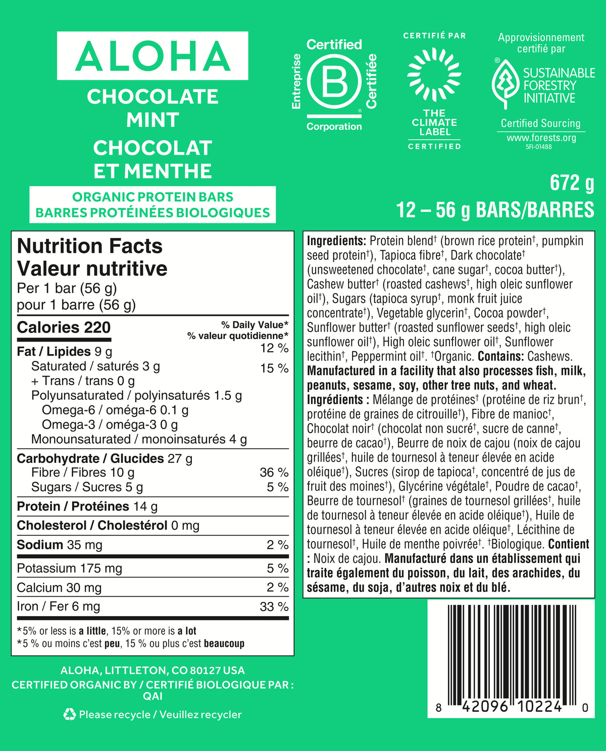 Chocolate Mint - Protein Bars (CAD) - A Better Snack for Every Day N8