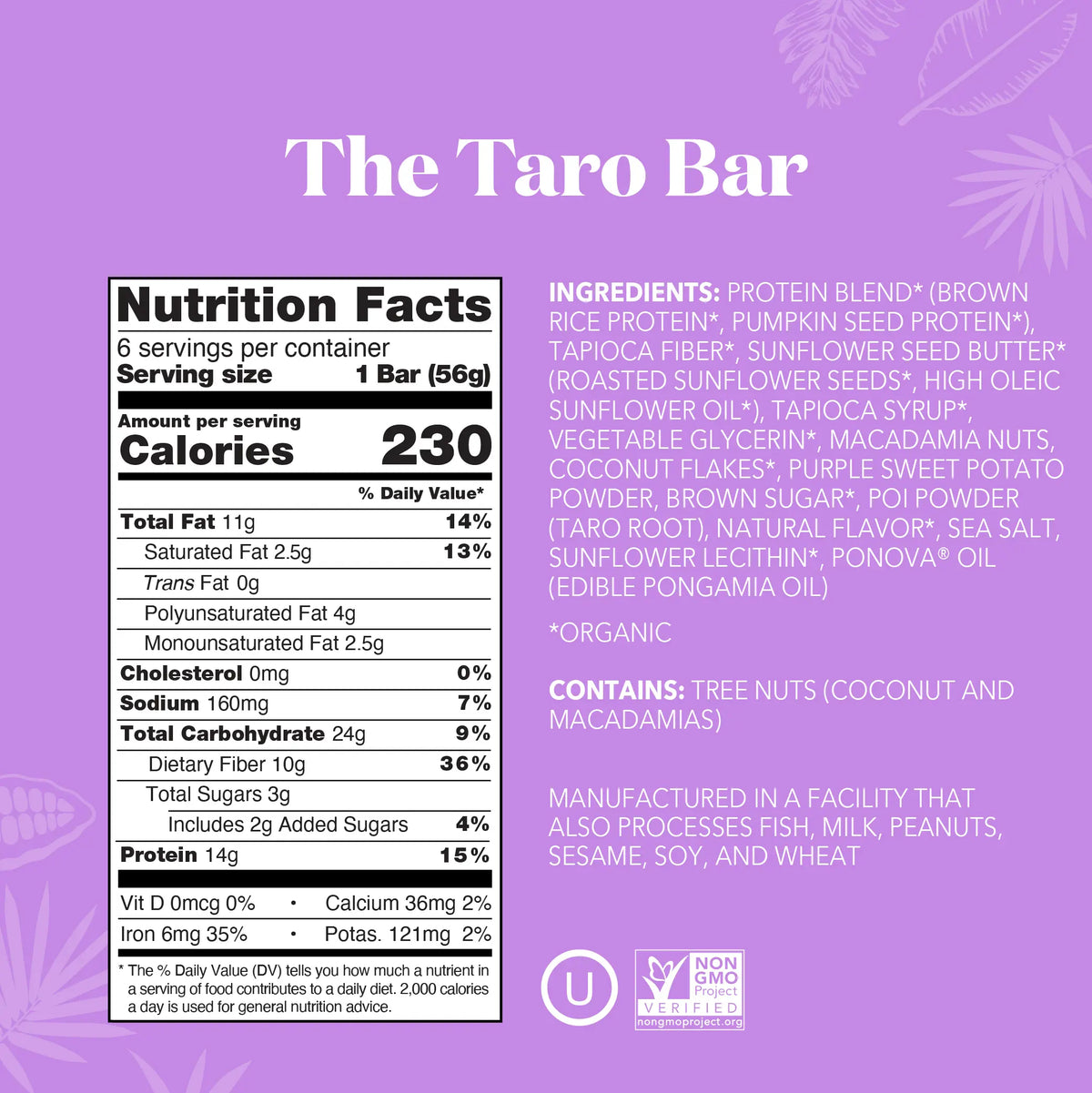 The Taro Bar - Protein Bars - Everyday Nutrition Made Delicious U5